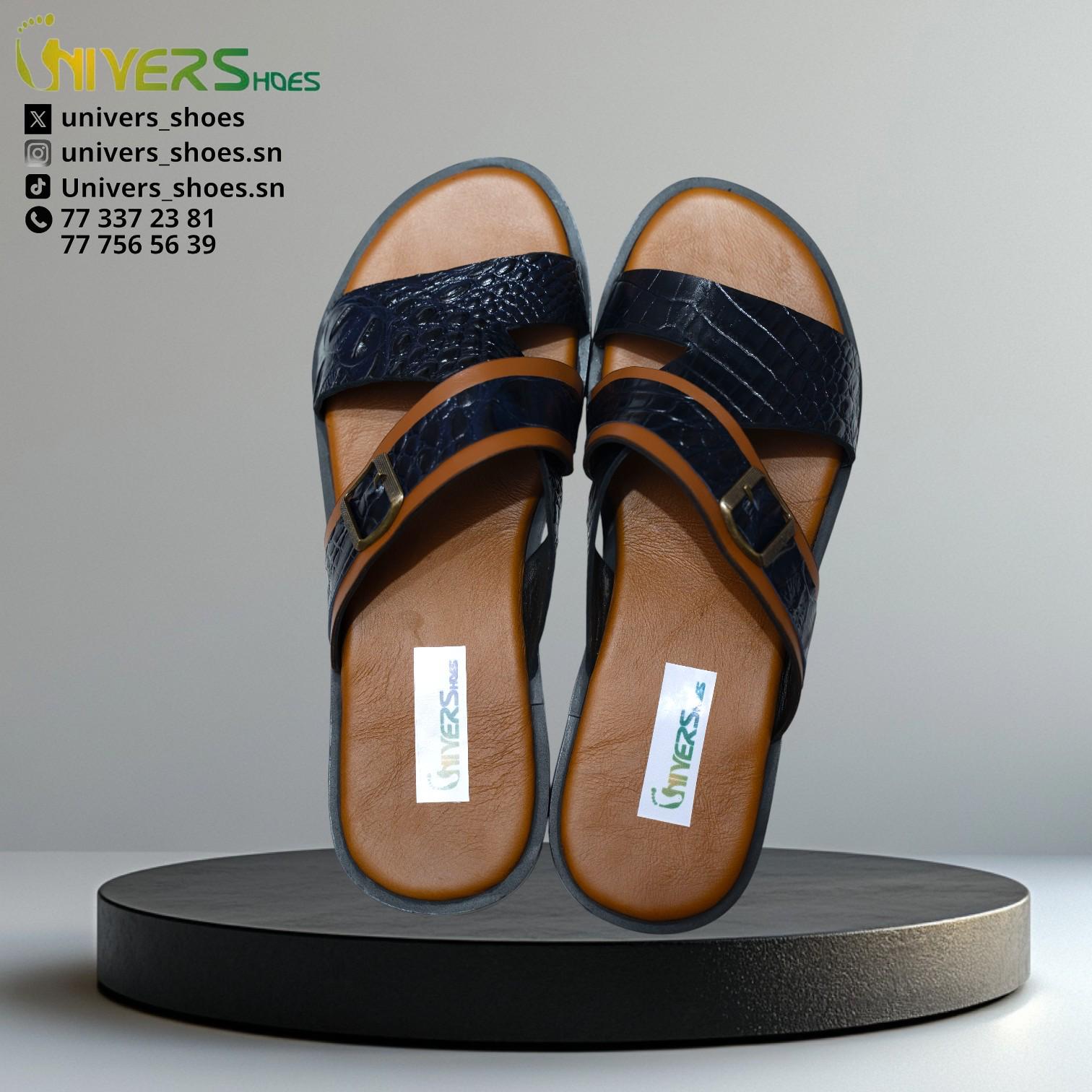 Sandales en cuir effet crocodile